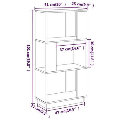 vidaXL Knižnica/deliaca stena sivá 51x25x101 cm masívna borovica