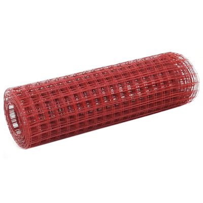 vidaXL Drôtené pletivo, oceľ potiahnutá PVC 10x0,5 m, červené