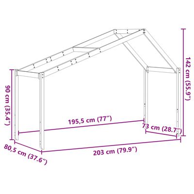 vidaXL Strecha na detskú posteľ 203x80,5x142 cm borovicový masív