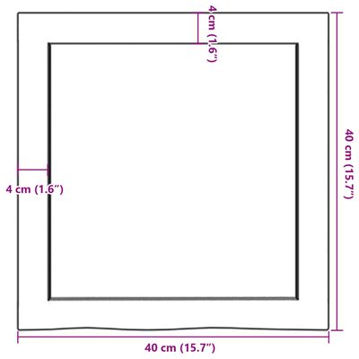 vidaXL Nástenná polica tmavohnedá 40x40x(2-4) cm ošetrený dubový masív