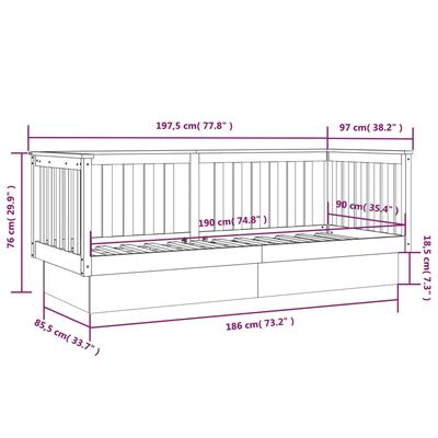 vidaXL Denná posteľ s matracom biela 90x190 cm masívna borovica