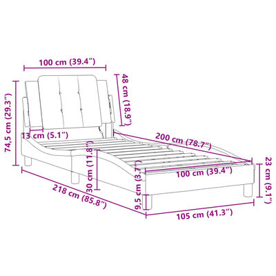 vidaXL Posteľný rám s LED svetlami, čierny 100x200 cm, umelá koža