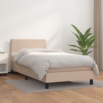 vidaXL Boxspring posteľ s matracom kapučínová 100x200 cm umelá koža