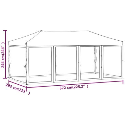 vidaXL Skladací párty stan s bočnými stenami červený 3x6 m