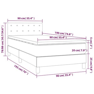 vidaXL Posteľný rám boxspring s matracom čierny 90x190 cm zamat