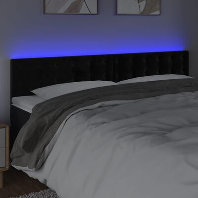 vidaXL Čelo postele s LED čierne 180x5x78/88 cm zamat