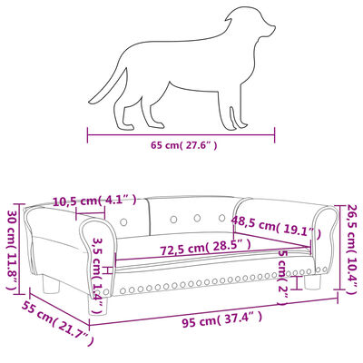 vidaXL Pelech pre psa sivý 95x55x30 cm umelá koža