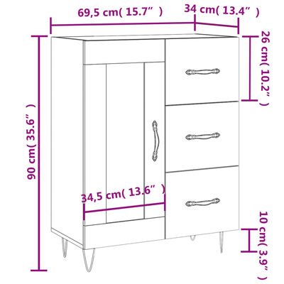 vidaXL Komoda hnedý dub 69,5x34x90 cm kompozitné drevo