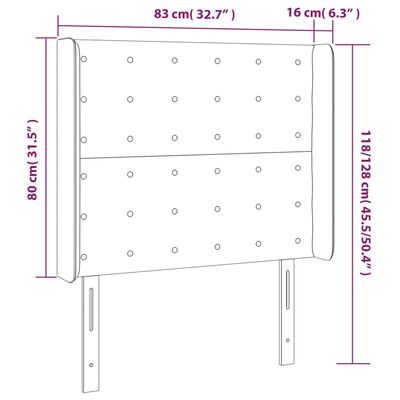 vidaXL Čelo postele s LED čierne 83x16x118/128 cm látka