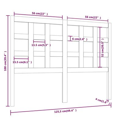 vidaXL Čelo postele biele 125,4x4x100 cm masívna borovica