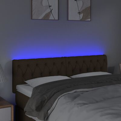 vidaXL Čelo postele s LED tmavohendé 160x7x78/88 cm látka
