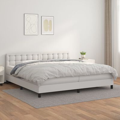 vidaXL Boxspring posteľ s matracom biela 200x200 cm umelá koža