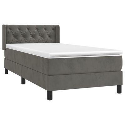 vidaXL Posteľný rám boxspring s matracom tmavosivý 80x200 cm zamat