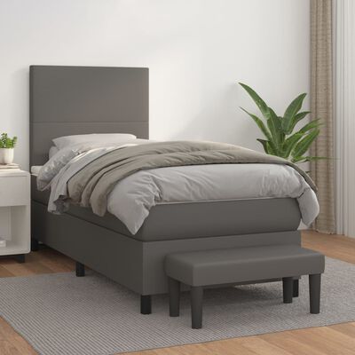 vidaXL Boxspring posteľ s matracom sivá 90x190 cm umelá koža