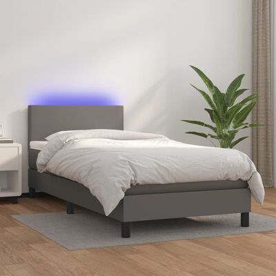 vidaXL Boxspring posteľ s matracom a LED sivá 80x200 cm umelá koža