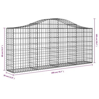 vidaXL Oblúkové gabionové koše 40ks 200x30x80/100cm pozinkované železo