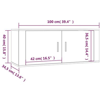 vidaXL Nástenné TV skrinky 2 ks sivé sonoma 100x34,5x40 cm