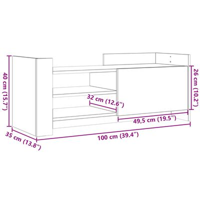 vidaXL TV skrinka hnedý dub 100x35x40 cm spracované drevo