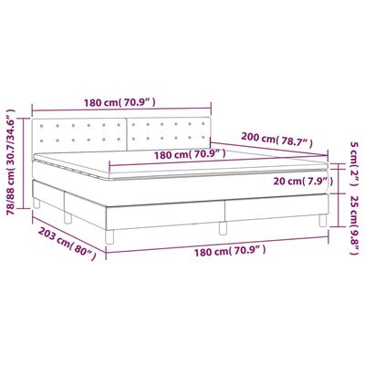 vidaXL Posteľ boxsping s matracom a LED modrá 180x200 cm látka