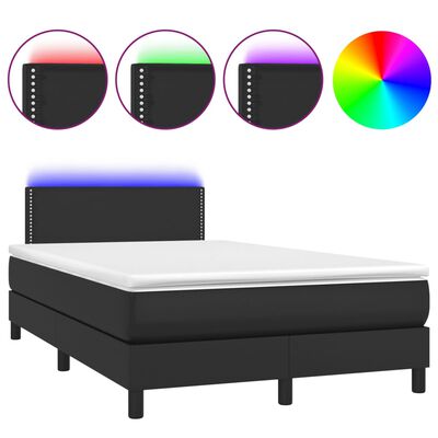 vidaXL Boxspring posteľ s matracom a LED čierna 120x200 cm umelá koža