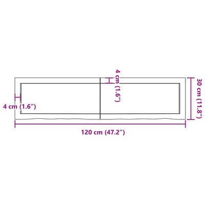 vidaXL Kúpeľňová doska 120x30x(2-6) cm neošetrený masív