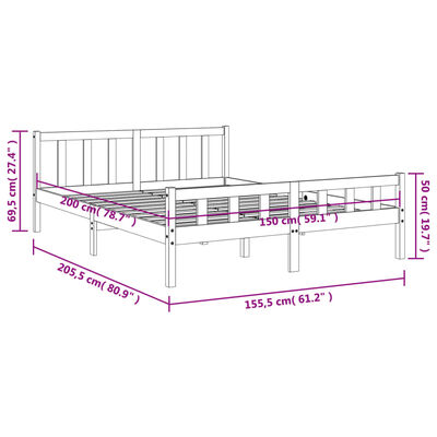 vidaXL Posteľ bez matraca voskový 150x200 cm masívna borovica