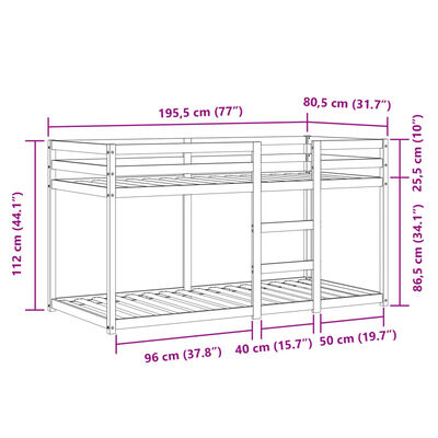 vidaXL Poschodová posteľ so závesmi modrá 75x190 cm masívna borovica