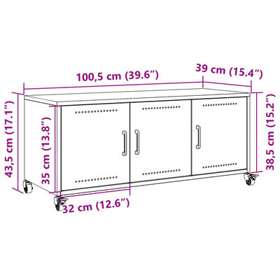 vidaXL TV skrinka olivovozelená 100,5x39x43,5 cm oceľ