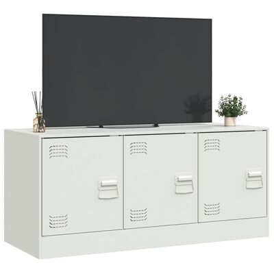 vidaXL TV skrinka biela 99x39x44 cm oceľ