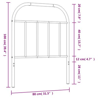 vidaXL Kovové čelo postele čierne 75 cm