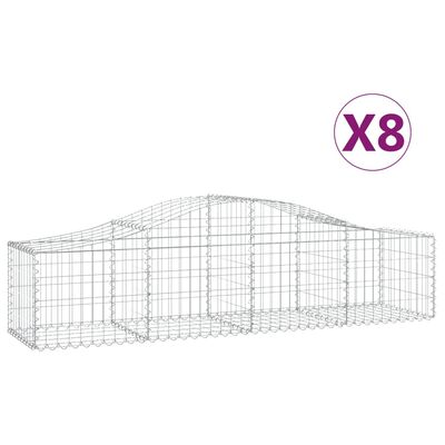 vidaXL Oblúkový gabionový kôš 8 ks 200x50x40/60 cm pozinkované železo