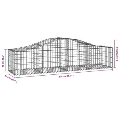 vidaXL Oblúkový gabionový kôš 15 ks 200x50x40/60 cm pozinkované železo