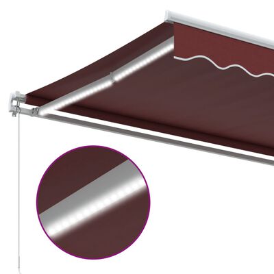 vidaXL Ručne zaťahovacia markíza s LED burgundská 400x300 cm