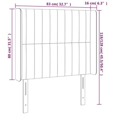 vidaXL Čelo postele so záhybmi tmavosivé 83x16x118/128 cm zamat