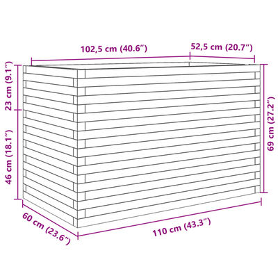 vidaXL Záhradný kvetináč 110x60x68,5 cm impregnovaná borovica