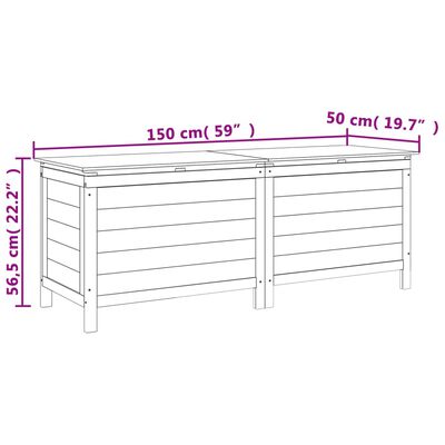 vidaXL Záhradný úložný box, biely 150x50x56,5 cm, jedľový masív