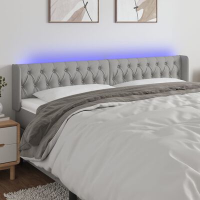 vidaXL Čelo postele s LED bledosivé 183x16x78/88 cm látka