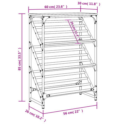 vidaXL Regál na topánky dymový dub 60x30x85 cm kompozitné drevo