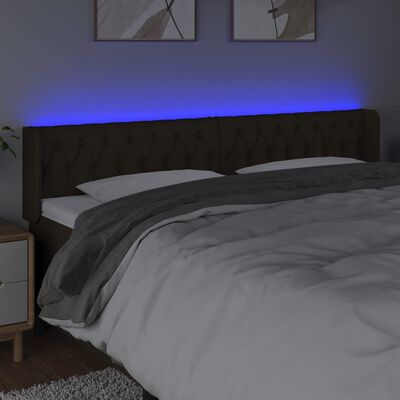 vidaXL Čelo postele s LED tmavohendé 203x16x78/88 cm látka