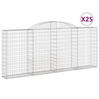 vidaXL Oblúkové gabiónové koše 25 ks 300x30x120/140 cm pozink. železo