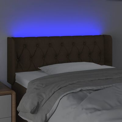 vidaXL Čelo postele s LED tmavohendé 93x16x78/88 cm látka