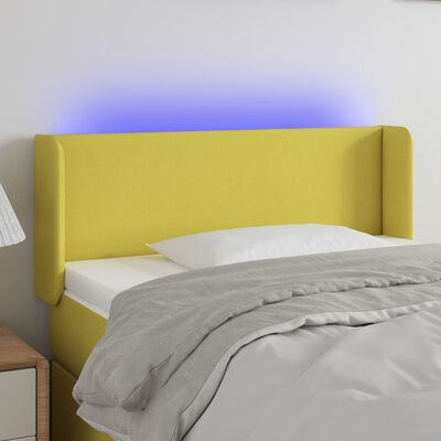 vidaXL Čelo postele s LED zelené 93x16x78/88 cm látka