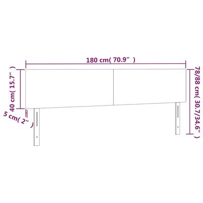 vidaXL Čelo postele s LED bledosivé 180x5x78/88 cm zamat