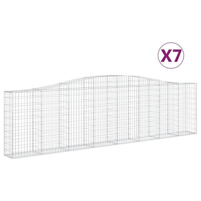 vidaXL Oblúkové gabiónové koše 7ks 400x30x100/120cm pozinkované železo