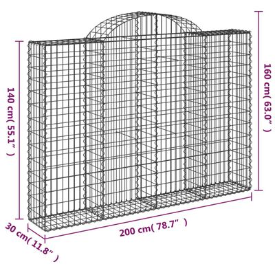 vidaXL Oblúkové gabionové koše 15 ks 200x30x140/160 cm pozink. železo