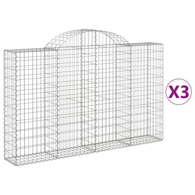 vidaXL Oblúkové gabionové koše 3 ks 200x30x120/140 cm pozink. železo