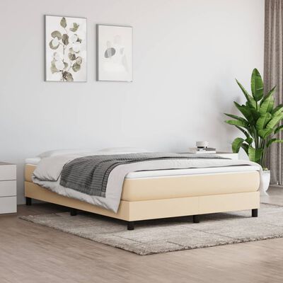 vidaXL Boxspring posteľ s matracom krémový 140x190 cm látka