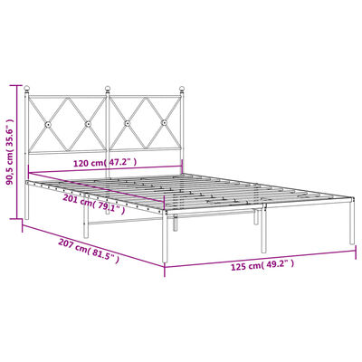 vidaXL Kovový rám postele s čelom čierny 120x200 cm