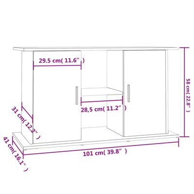 vidaXL Stojan na akvárium vysoký lesk biely 101x41x58 cm kompoz. drevo