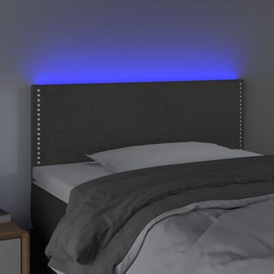vidaXL Čelo postele s LED tmavosivé 100x5x78/88 cm zamat